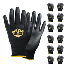 12 Pairs Safety Work Gloves with PU Coated, for Mechanic, Warehouse, Gardening