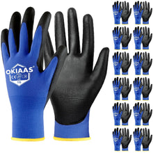 12 Pairs Safety Work Gloves with PU Coated, for Mechanic, Warehouse, Gardening