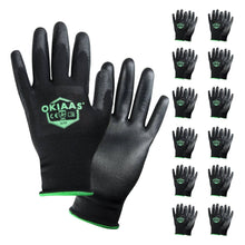 12 Pairs Safety Work Gloves with PU Coated, for Mechanic, Warehouse, Gardening